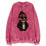 Lubbock Raider wearing Texas Tech beanie with guns up patch - Vintage Sweatshirt