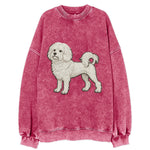 Löwchen - Little Lion Dog white embroidered pose - Vintage Sweatshirt