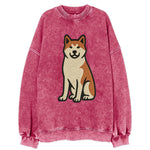 Akita - White and red sitting pose - Vin Vintage Sweatshirt