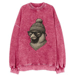 Virginia Cardinal wearing Richmond beanie with pom pom and wayfarer sunglasses - Vintage Sweatshirt