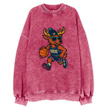Ohio Deer wearing Cavs beanie with crown patch and wayfarer sunglasses - Vintage Sweatshirt