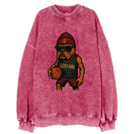 Cleveland Bulldog wearing Cavaliers wine and gold beanie with sword patch and - Vintage Sweatshirt