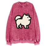 Pomeranian - Modern tiny fluffy logo wit - Vintage Sweatshirt