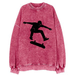 Skateboarder doing kickflip trick - Vintage Sweatshirt