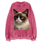 Grumpy Cat Expression  - Vintage Sweatshirt