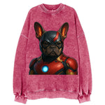 French Bulldog Iron Man  - Vintage Sweatshirt