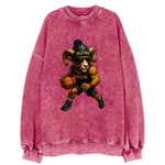 Mile High Bighorn wearing Nuggets beanie with mountain patch and wayfarer - Vintage Sweatshirt