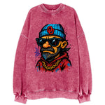 Norman Sooner wearing Oklahoma beanie with OU patch - Vintage Sweatshirt