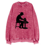 Potter shaping clay on wheel - Vintage Sweatshirt