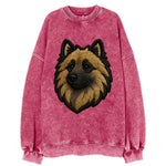 Keeshond - Contemporary spitz logo with - Vintage Sweatshirt