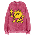 MORNINGS ARE PUNISHMENT | Grumpy sun with middle finger - Vintage Sweatshirt