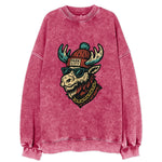 Park City Moose wearing Park City beanie with pom pom and wayfarer sunglasses - Vintage Sweatshirt