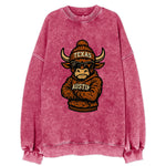 Austin Bevo wearing Texas beanie with longhorn patch - Vintage Sweatshirt