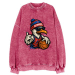 LA Seagull wearing Clippers red white and blue beanie with ship patch and - Vintage Sweatshirt