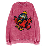 Indiana Cardinal wearing Pacers beanie with speedway patch and wayfarer - Vintage Sweatshirt