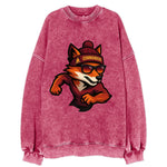 Washington Fox wearing Commanders beanie with Capitol patch and wayfarer - Vintage Sweatshirt