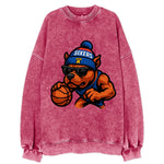 Philly Pitbull wearing Sixers beanie with Liberty Bell and wayfarer sunglasses - Vintage Sweatshirt