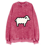 Sheep - White fluffy wool flat side profile - Vintage Sweatshirt