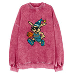 Orlando Rabbit wearing Magic blue and silver beanie with wizard hat and - Vintage Sweatshirt