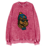 Boise Bronco wearing Boise State beanie with B patch - Vintage Sweatshirt