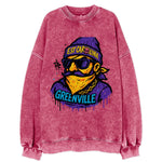 Greenville Pirate wearing East Carolina beanie with skull patch - Vintage Sweatshirt