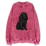 Field Spaniel - Black silky coat embroidered pose - Vintage Sweatshirt