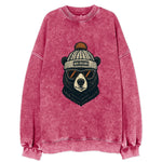 Louisiana Black Bear wearing New Orleans beanie with pom pom and wayfarer - Vintage Sweatshirt
