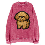 Shih Tzu - Minimalist fluffy design with - Vintage Sweatshirt