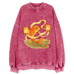 Koi weaving silk streamers through floating lanterns on tranquil water - Vintage Sweatshirt