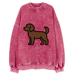 Labradoodle - Chocolate curly flat side profile - Vintage Sweatshirt