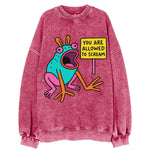 YOU ARE ALLOWED TO SCREAM | Open-mouthed frog mid-scream - Vintage Sweatshirt