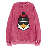 Atlanta Falcon wearing Falcons red and black beanie with pom pom and wayfarer - Vintage Sweatshirt