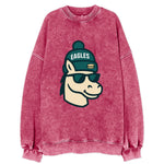 Philadelphia Horse wearing Eagles beanie with cheesesteak patch and wayfarer - Vintage Sweatshirt