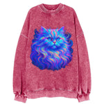 Luxurious Persian cat with flowing fur that refracts into rainbow prisms, soft - Vintage Sweatshirt