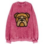 Bulldog - Minimalist geometric design wi - Vintage Sweatshirt