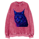 Stealthy lynx with ear tufts forming constellation patterns, nebula spots - Vintage Sweatshirt