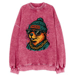 Illinois Prairie Dog wearing Chicago beanie with pom pom and wayfarer - Vintage Sweatshirt