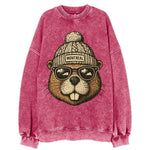 Montreal Beaver wearing Montreal beanie - Vintage Sweatshirt