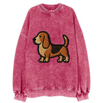 Basset Hound - Trendy low-rider design with prominent black outline - Vintage Sweatshirt