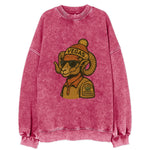 Las Vegas Desert Bighorn wearing Vegas beanie with pom pom and wayfarer - Vintage Sweatshirt