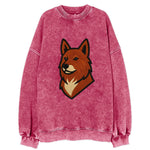 Finnish Spitz - Fox-red pointed ears embroidered pose - Vintage Sweatshirt