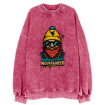 Morgantown Mountaineer wearing West Virginia beanie with WV patch - Vintage Sweatshirt