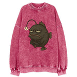 THE ANGLERFISH LURES DISAPPOINTMENT | Dark gray anglerfish with dim light - Vintage Sweatshirt