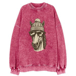 Kentucky Thoroughbred Horse wearing Louisville beanie with pom pom and - Vintage Sweatshirt