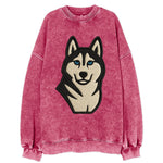 Husky - Blue eyes close-up portrait - Vi Vintage Sweatshirt