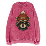 Toronto Raccoon wearing Toronto beanie with pom pom and wayfarer sunglasses - Vintage Sweatshirt