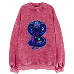 Mesmerizing cobra with hypnotic spiral patterns in the hood, scales that - Vintage Sweatshirt