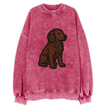 Boykin Spaniel - Rich chocolate brown wavy coat embroidered sitting pose - Vintage Sweatshirt