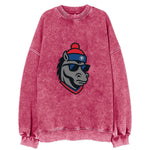 Detroit Stallion wearing Pistons red and blue beanie with piston patch and - Vintage Sweatshirt