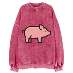 Pig - Pink farm pig flat side profile - Vintage Sweatshirt
